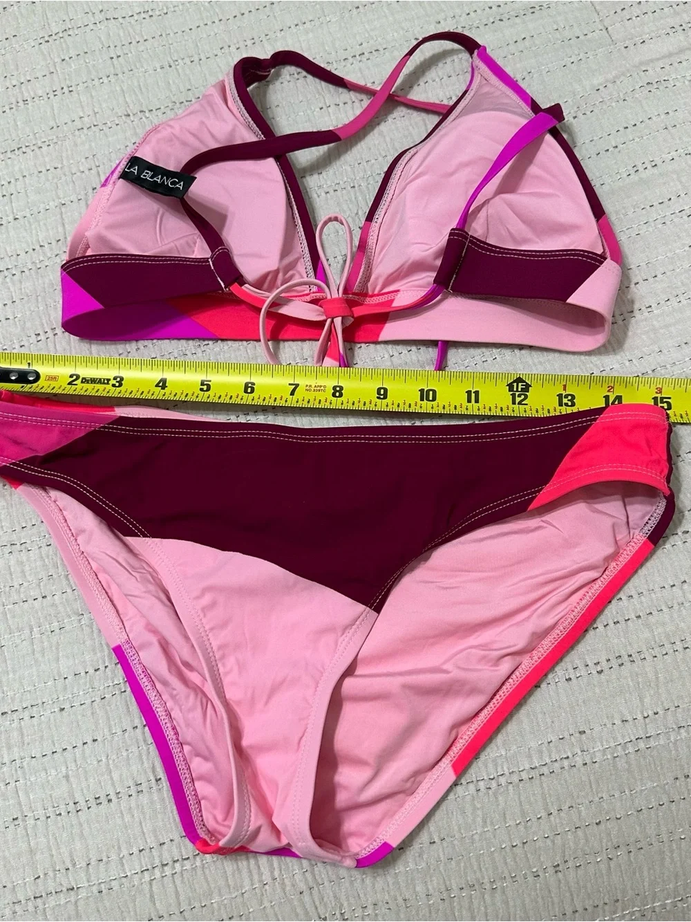 La Blanca Colorblock Pink & Burgundy Triangle Bikini Set